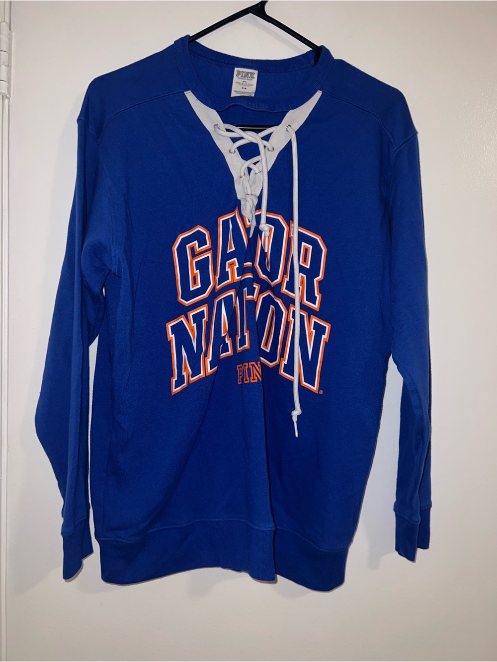 Ladies UF Florida Gators Tie Up Gator Nation Sweatshirt Blue